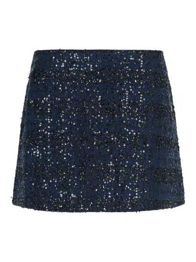 ROTATE BIRGER CHRISTENSEN DARK BLUE POLYESTER MINISKIRT