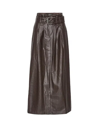 ROTATE BIRGER CHRISTENSEN DARK BROWN MIDI SKIRT