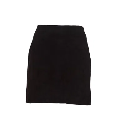 Rotate Birger Christensen Dark Brown Mula Suede Mini Skirt In Black