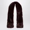 Rotate Birger Christensen Dark Burgundy Faux Fur Scarf In Brown