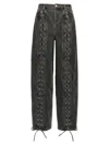 Rotate Birger Christensen Black Organic Cotton Wide Leg Pants With Lace In Dark Grey