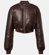 Rotate Birger Christensen Rotate Braided Leather Bomber Jacket Brown In Brown