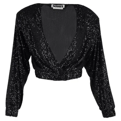 Rotate Birger Christensen Deep V-neck Sequin-detailed Jacket In Black Polyester