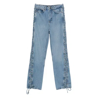 Rotate Birger Christensen Lace-up Jeans In Blue