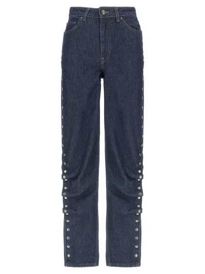 Rotate Birger Christensen Denim Jeans Button Detail Belt Loops In Multi