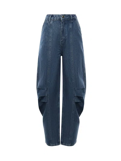 Rotate Birger Christensen Denim Cargo Jeans In Blue