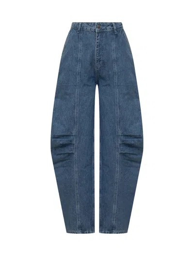 Rotate Birger Christensen Denim Cargo Pants In Blue