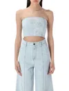 Rotate Birger Christensen Rotate Strapless Cropped Denim Top
