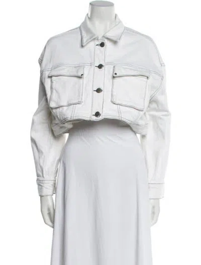 Pre-owned Rotate Birger Christensen Denim Jacket In White