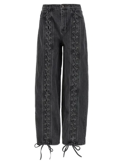 Rotate Birger Christensen 'denim Laced Leg' Jeans In Gray