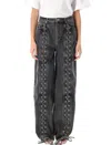 Rotate Birger Christensen Black Organic Cotton Wide Leg Pants With Lace In Black