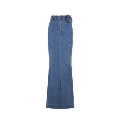 Rotate Birger Christensen Denim Maxi Skirt In Blue