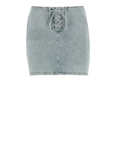 Rotate Birger Christensen Denim Mini Skirt In Blu