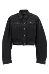 Rotate Birger Christensen Oversized Denim Jacket Studded Detail In Black