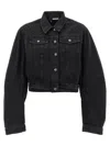 Rotate Birger Christensen Oversized Denim Jacket Studded Detail In Black