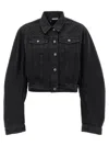 Rotate Birger Christensen Oversized Denim Jacket Studded Detail In Black