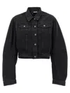 Rotate Birger Christensen Oversized Denim Jacket Studded Detail In Black