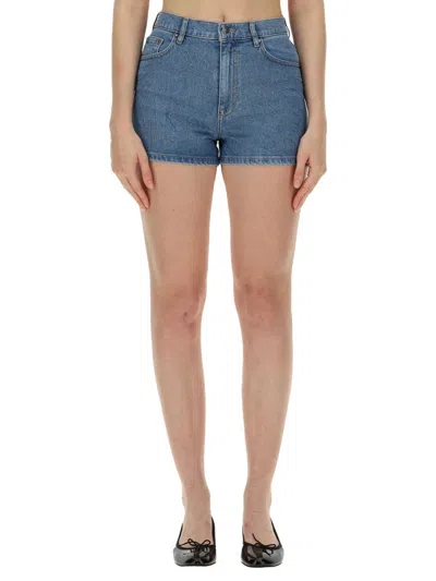 Rotate Birger Christensen Blue Embroidered Shorts In Denim