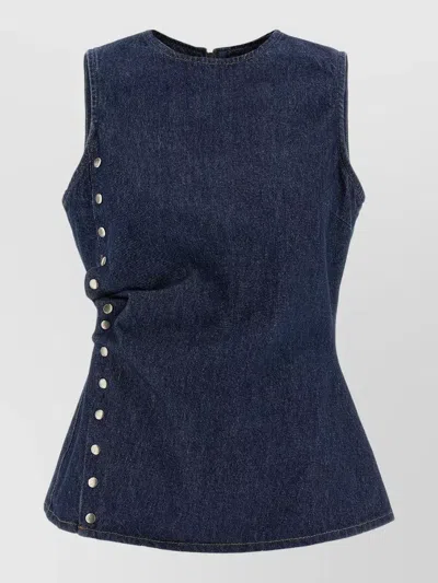 ROTATE BIRGER CHRISTENSEN DENIM SLEEVELESS TOP BUTTONS ON SIDE