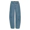 Rotate Birger Christensen Denim Straight Trousers In Blue
