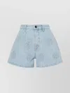 Rotate Birger Christensen Rotate High-waisted Denim Stud Shorts In Light Blue