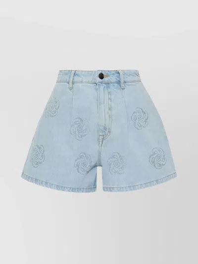 Rotate Birger Christensen Denim Studs High Waist Shorts In Blue