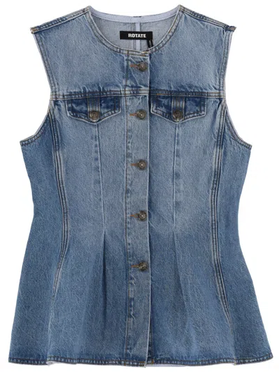 Rotate Birger Christensen Denim Top In Blue