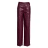 Rotate Birger Christensen Dixie Mid-rise Faux Leather Pants With Trim In Red