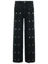 Rotate Birger Christensen Dizie Wide Leg Cotton Blend Trousers In Black