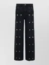 Rotate Birger Christensen Dizie Wide Leg Cotton Blend Trousers In Black