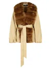 Rotate Birger Christensen Giacca Con Collo In Pelliccia Sintetica Beige In Sand