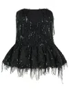 Rotate Birger Christensen Albertina Sequined Strapless Top In Black