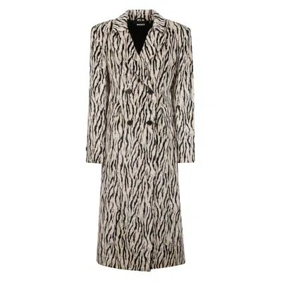 Rotate Birger Christensen Double-breasted Faux Fur Animal-print Coat In Multi