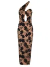 Rotate Birger Christensen Layered One-sleeved Long Dress With Beads Details In Multicolor