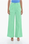ROTATE BIRGER CHRISTENSEN DOUBLE-PLEAT NAYA FLARED PANTS WITH SILVER BUTTON