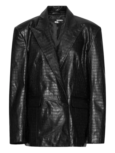 Rotate Birger Christensen Double-breasted Leather Blazer In Black