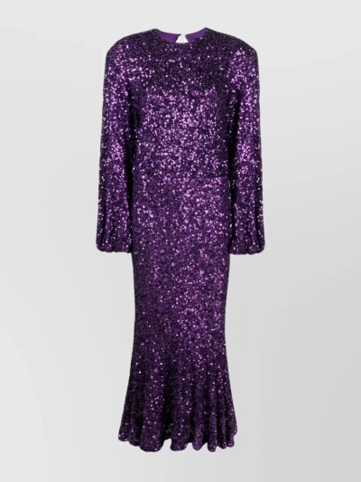 Rotate Birger Christensen Dramatic Sequin Maxi Dress With Voluminous Sleeves In Purple