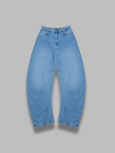 Rotate Birger Christensen Draped Barrel Leg Jeans In Blue