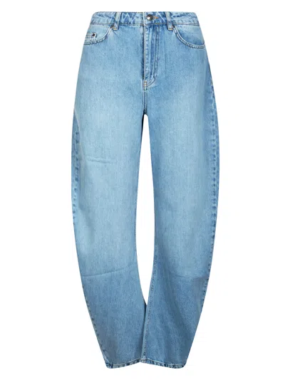 Rotate Birger Christensen Draped Barrel Leg Jeans In Blue