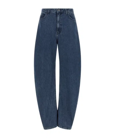 Rotate Birger Christensen Draped Barrel Palazzo Jeans In Blue