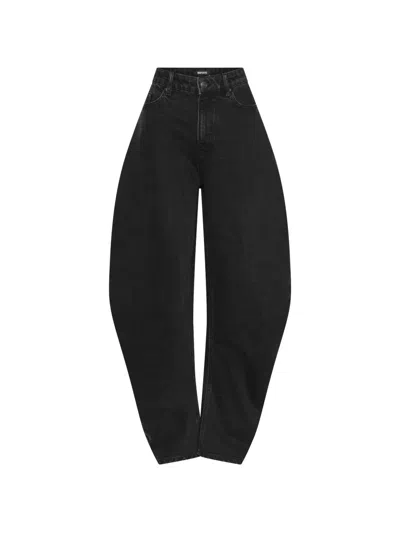 Rotate Birger Christensen Draped Barrel-leg Jeans Black Denim