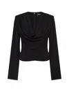 Rotate Birger Christensen Draped Blouse Black In Black