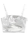Rotate Birger Christensen Draped Braided Top In Silver