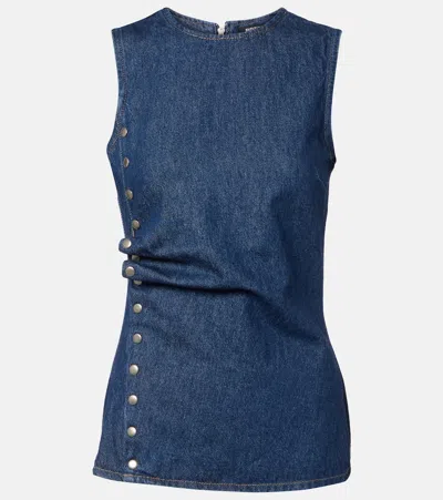 ROTATE BIRGER CHRISTENSEN DRAPED DENIM TOP