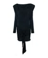 Rotate Birger Christensen Draped-detail Mini Dress In Black