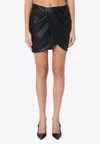 Rotate Birger Christensen Draped Faux Leather Mini Skirt In Black