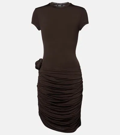 Rotate Birger Christensen Rotate Birgerchristensen Draped Mini Dress In Brown