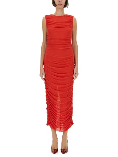 Rotate Birger Christensen Draped Long Dress Size 34 In Red