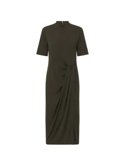 Rotate Birger Christensen Rotate Birgerchristensen Draped Midi Dress In Animal Print