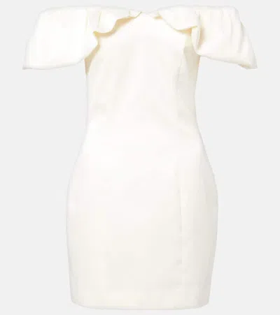 Rotate Birger Christensen Draped Off-shoulder Minidress In White